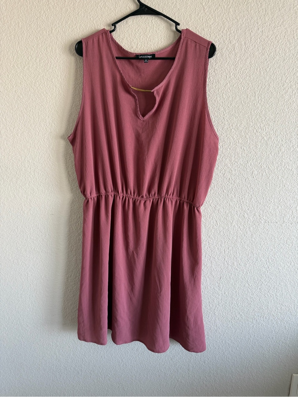 Lush Rose Sleeveless Elastic-Waist Day Dress